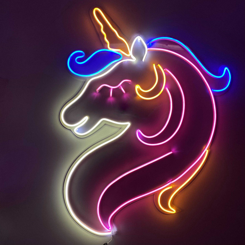 چراغ دیواری مدل نئون یونیکورن یالدار