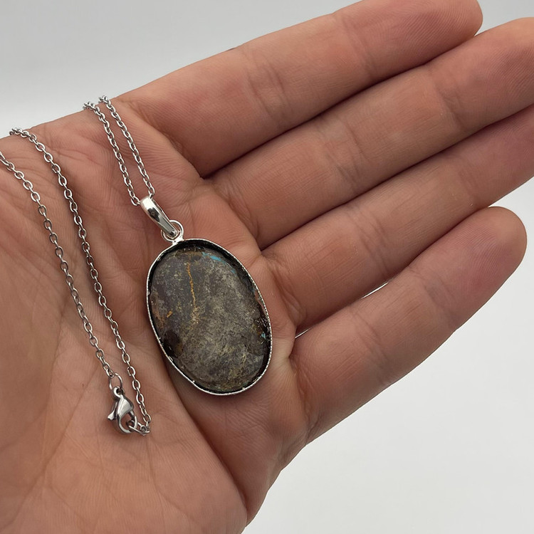گردنبند سنگ فیروزه نیشابوری مدل KYTAKP296