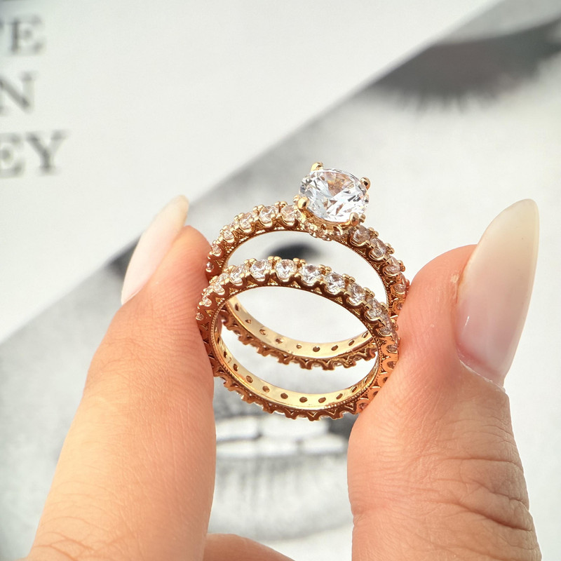 انگشتر حلقه و پشت حلقه زنانه ژوپینگ مدل R00101