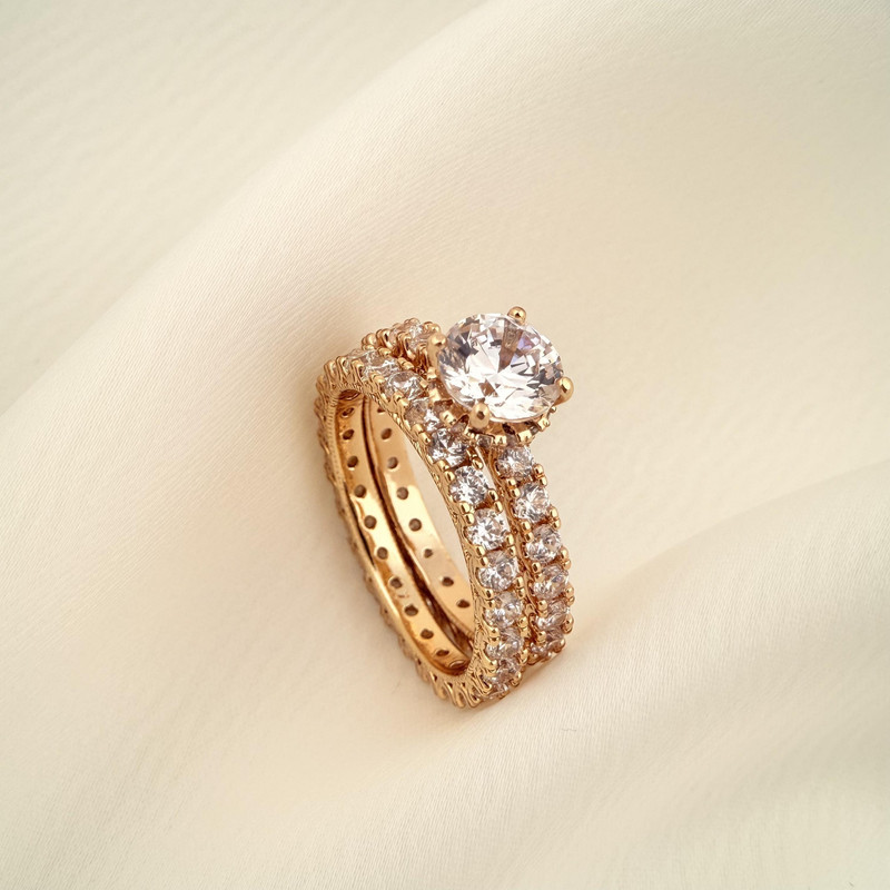انگشتر حلقه و پشت حلقه زنانه ژوپینگ مدل R00101